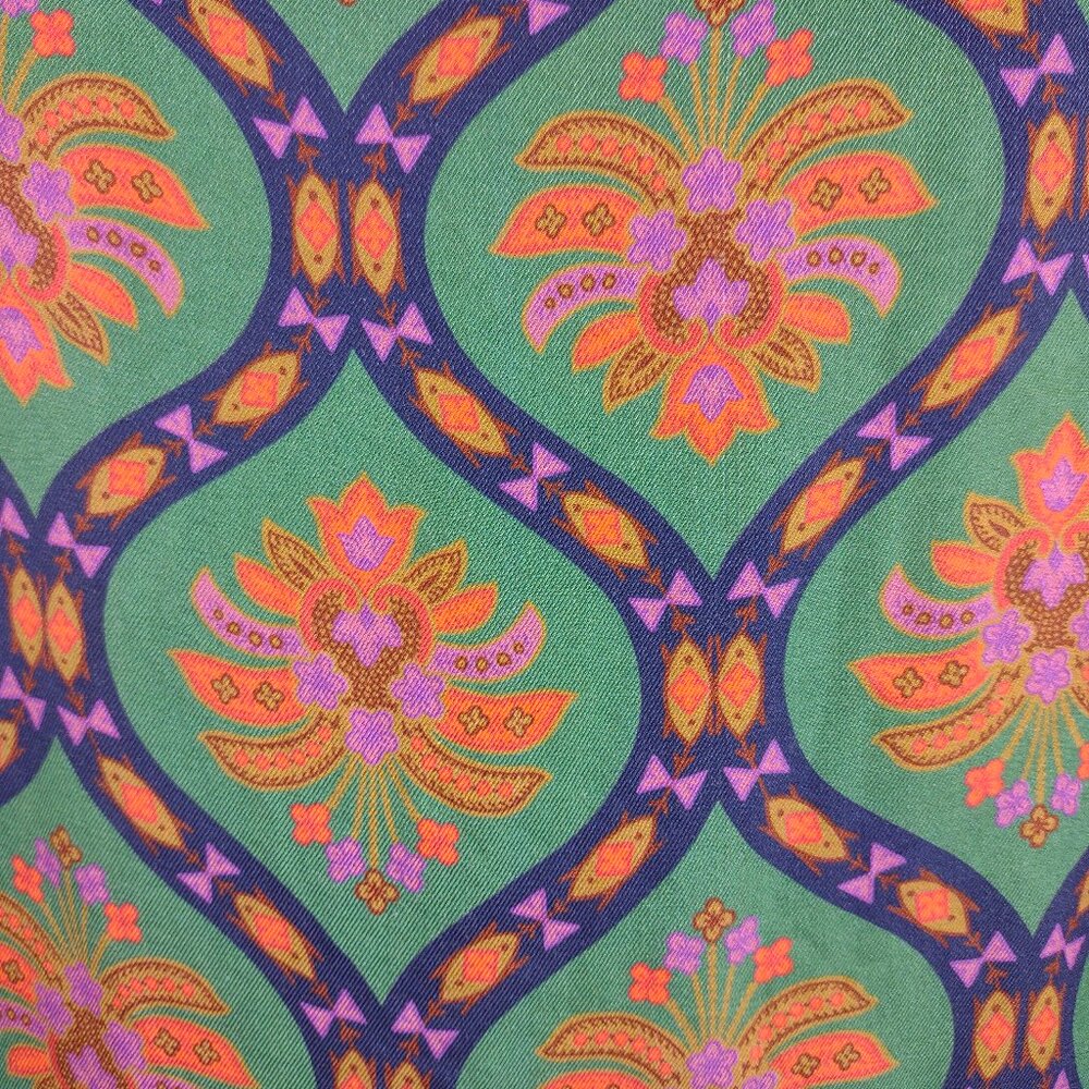 Boden green multicolor print round neck 3/4 sleeve top blouse ladies size 6 - Picture 3 of 9